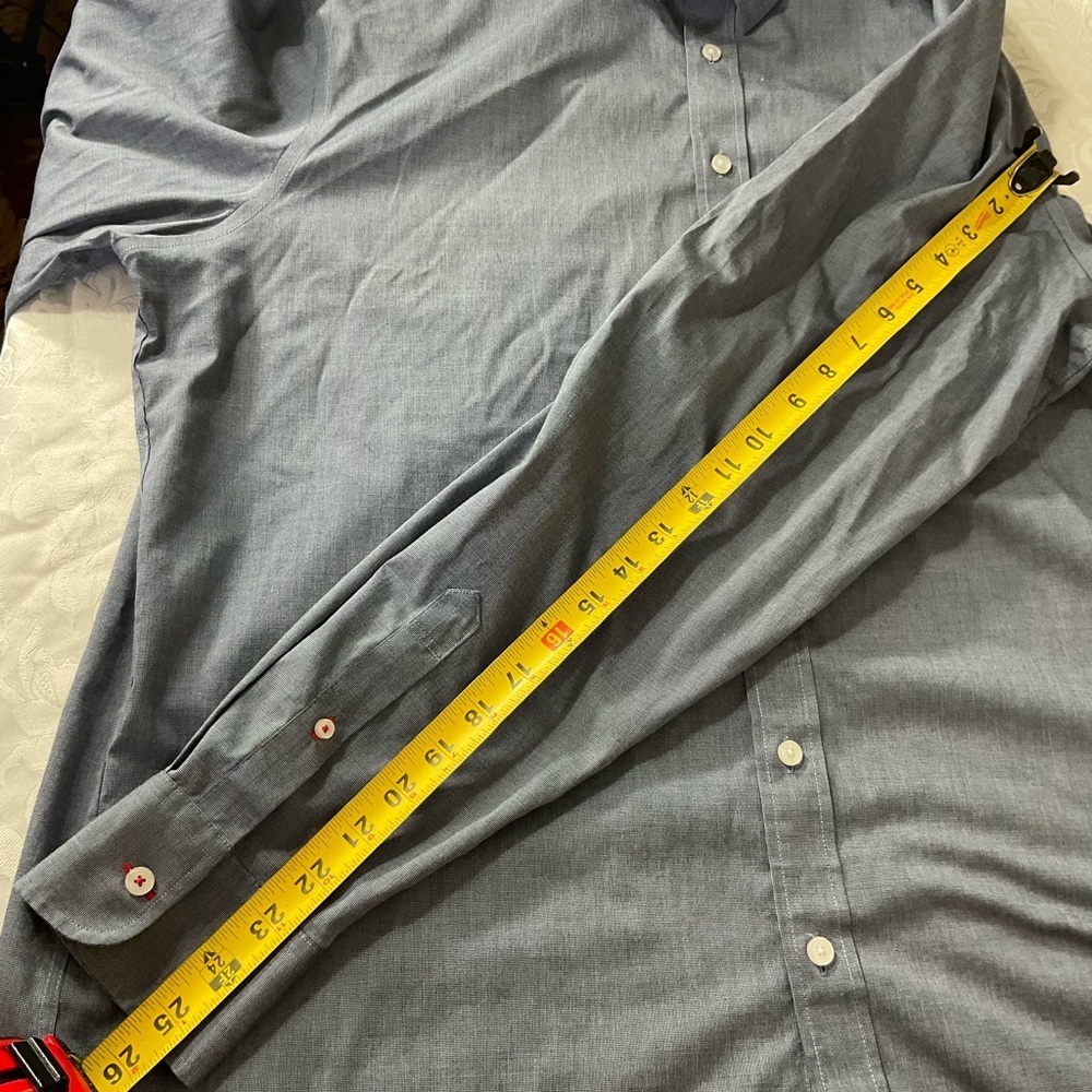 UNTUCKit Shirt Men's Size XXL Navy Blue Button Down Red Trim Long Sleeve Preppy - Picture 7 of 8